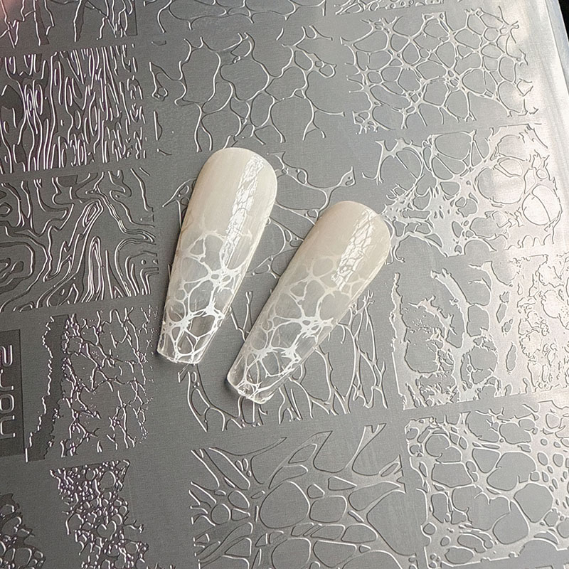 Nail Art Stamping Kit - XMQ แผ่นปั๊มเล็บ BUBBLES TEMPLATES เครื่องมือ