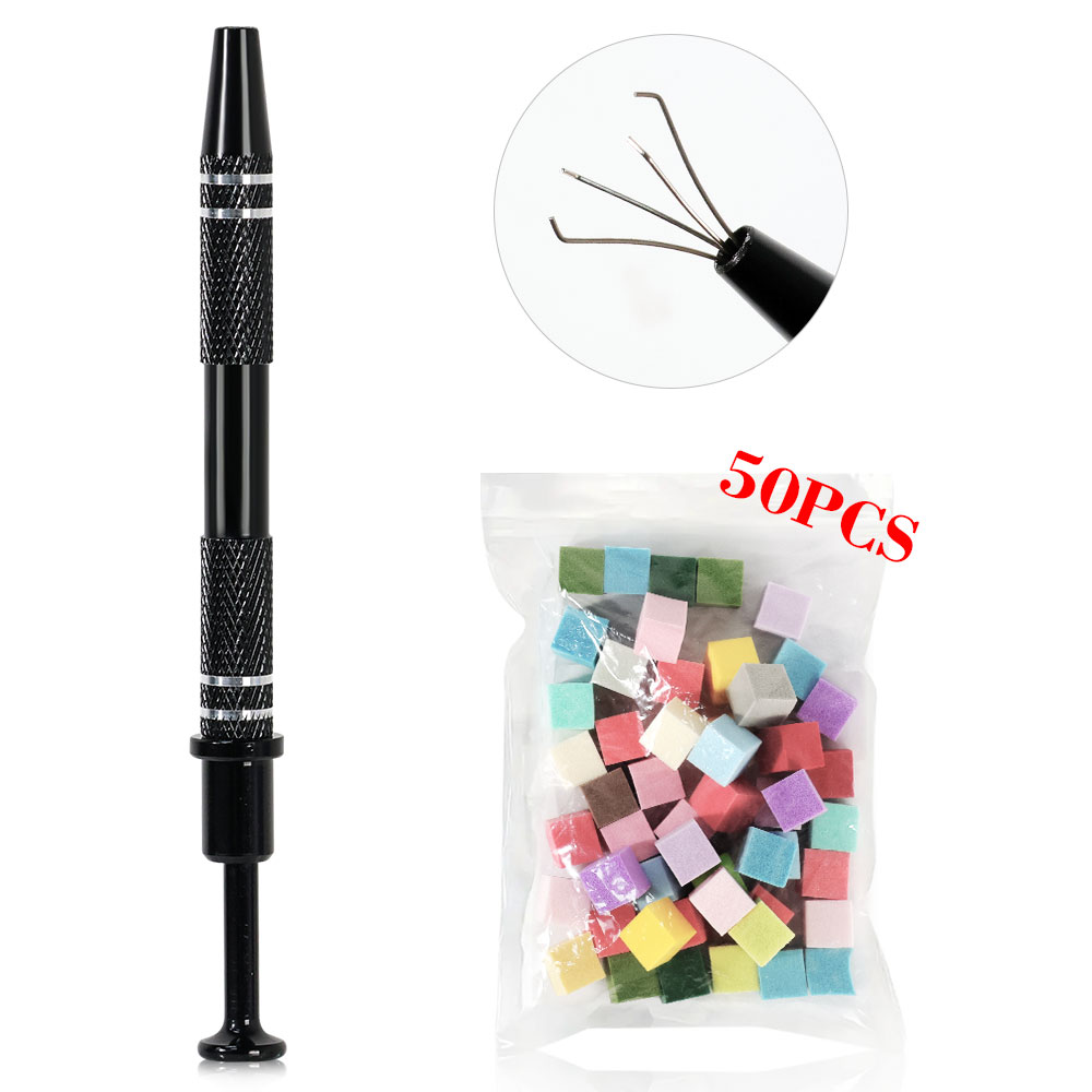Nail Art Stamping Kit - แผ่นปั๊มเล็บพร้อมฟองน้ําพัฟอลูมิเนียม 4 Claw เล็บ Grabber เครื่องมือสําหรับเล็บ