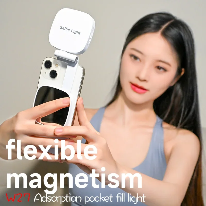 Photo Beauty Makeup - ไฟเติมความงามแบบแม่เหล็กสำหรับโทรศัพท์ | กระจกแต่งหน้าในตัว พกพาสะดวกแบบพับได้ | สำหรับการถ่ายเซลฟี่/ภาพถ่าย