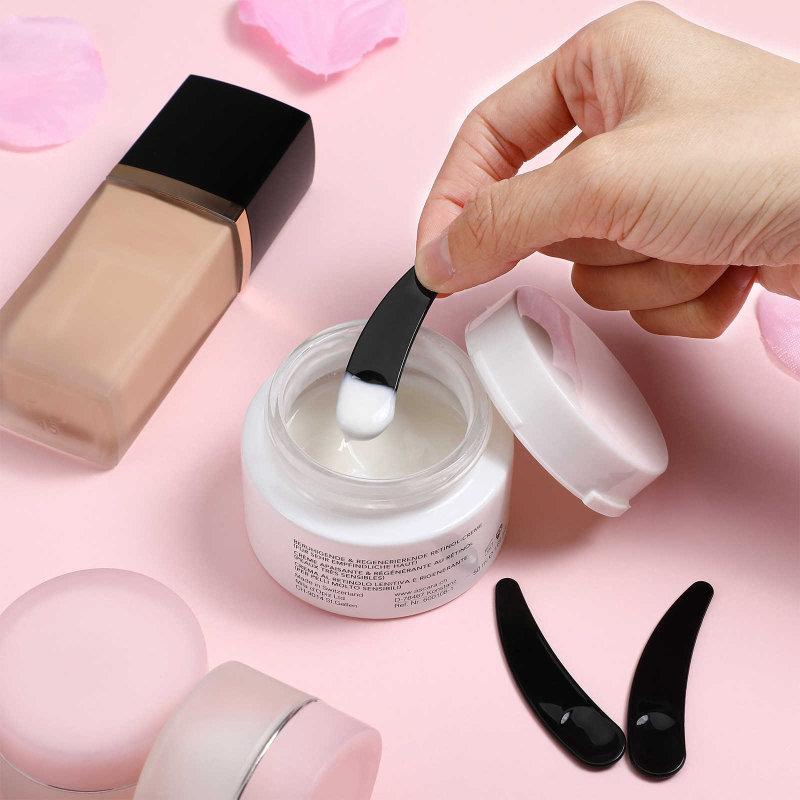 Beauty Makeup Cream - 50 ชิ้น ช้อนสปาตูล่าสำหรับบำรุงผิวหน้า ช้อนสำหรับครีมหน้า ช้อนสปาตูล่าสำหรับผสมและคนมาสก์ โลชั่น