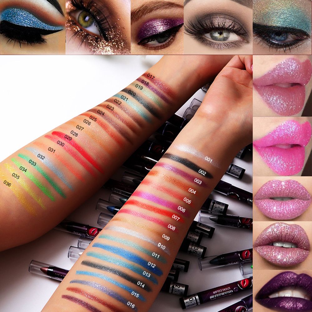 Lip Liner Pencil - อายแชโดว์สีไล่เฉด ลิปสติกติดทนนาน กันน้ำ อายแชโดว์แบบแท่ง 2 in