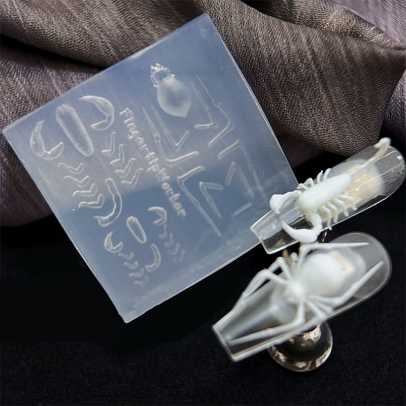 Nail Art Stamping Kit - แม่พิมพ์ซิลิโคนลายแมงมุม 3 มิติ สไตล์พังก์สีเข้ม สำหรับทำเล็บ DIY