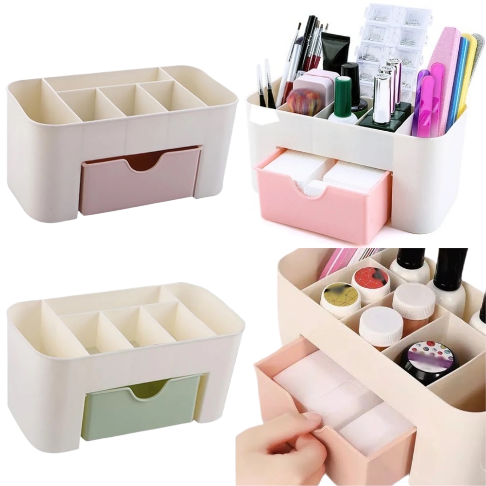 Beauty Makeup Lipstick - Nail Art Organizer เดสก์ท็อปลิ้นชักกล่องเก็บเครื่องสําอางแปรงแต่งหน้ากล่องเครื่องประดับลิปสติกหน้ากากช่อง