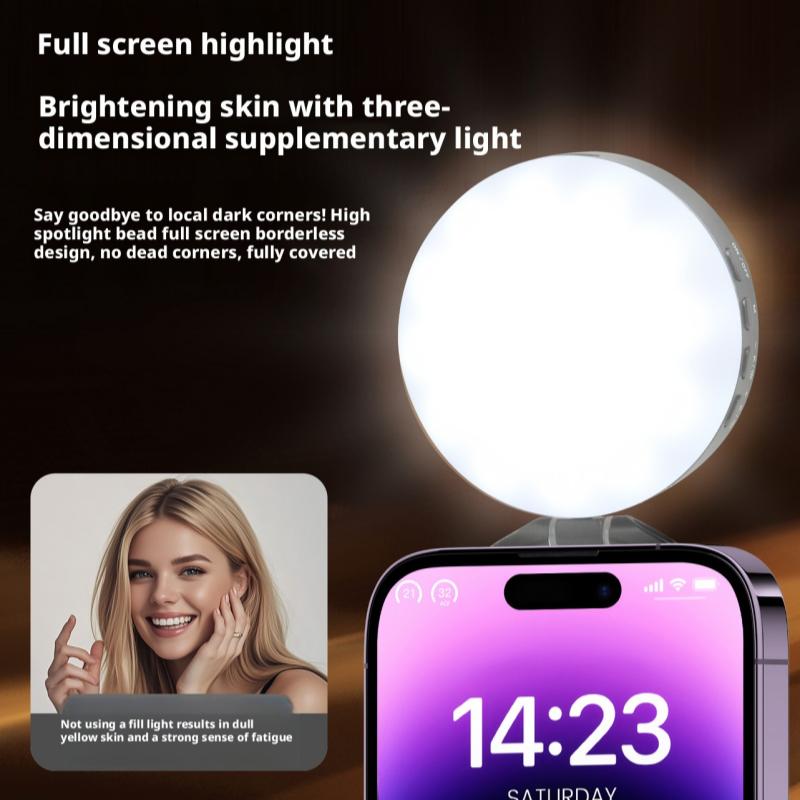 Beauty Makeup Light - ไฟเติมโทรศัพท์มือถือแบบแม่เหล็ก กระจกแต่งหน้าแบบพกพา ไฟกล้องภายนอกสำหรับโทรศัพท์มือถือ ไฟ Magsafe สำหรับไลฟ์สด