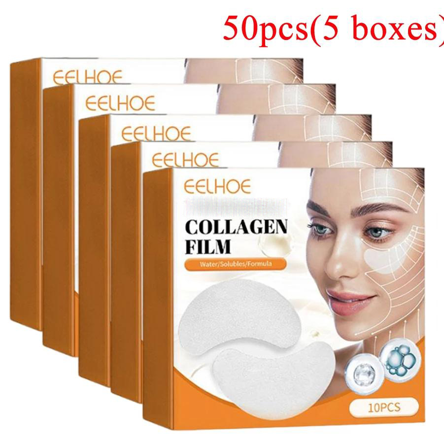 Collagen Eye Patch - 5 กล่องคอลลาเจนแพทช์ที่ละลายน้ําได้ฟิล์มต่อต้านริ้วรอยลบความหมองคล้ําFacial Mask Moisturizing Lifting Firming