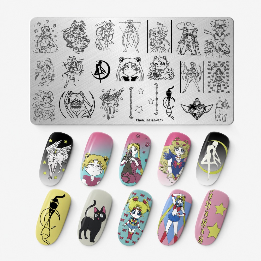 แผ่นปั๊มลายเล็บอนิเมะเซเลอร์มู - Nail Art Stamping Kit บทวิจารณ์และราคา