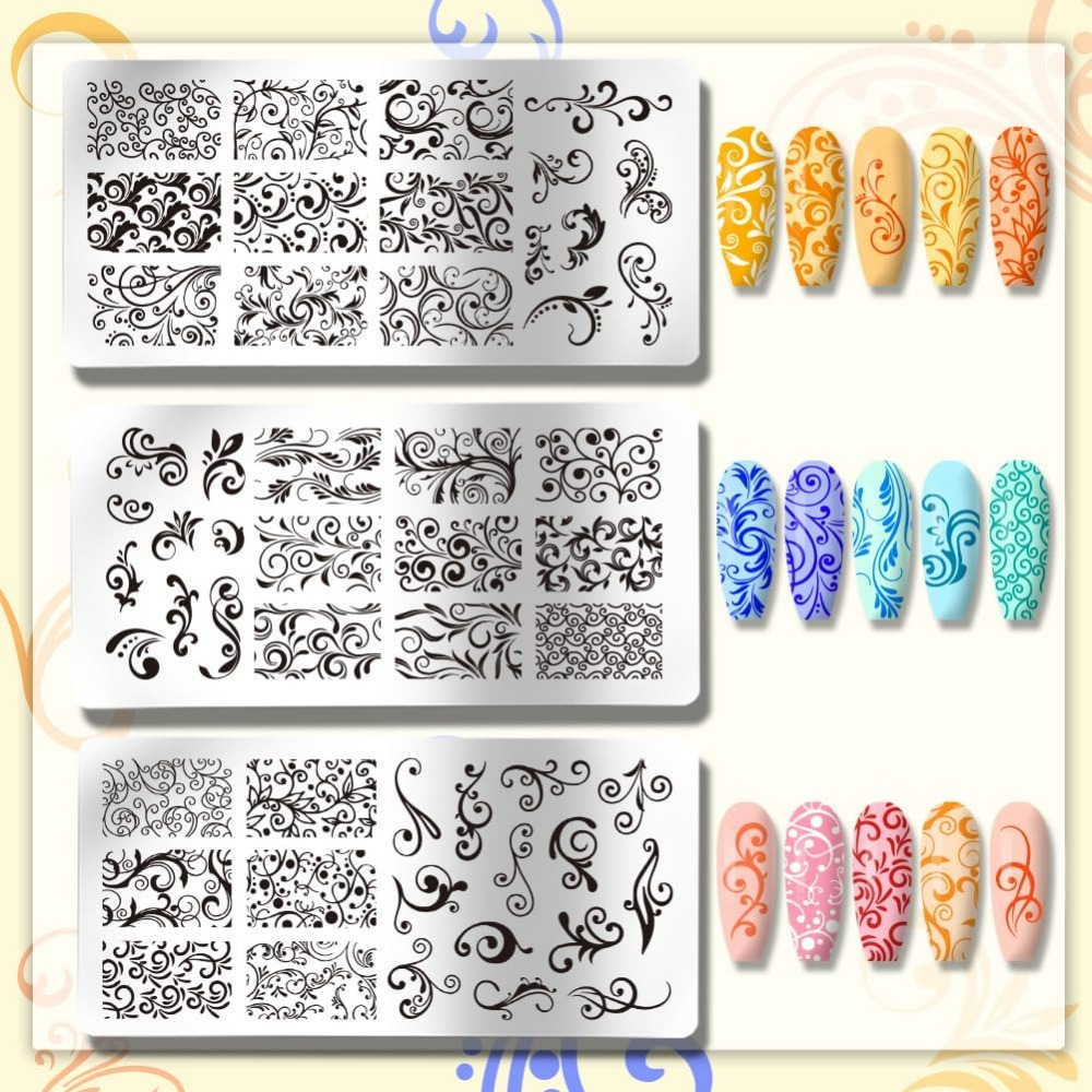3pcs Swirl รูปแบบเล็บแม่แบบเล็ - Nail Art Stamping Kit บทวิจารณ์และราคา
