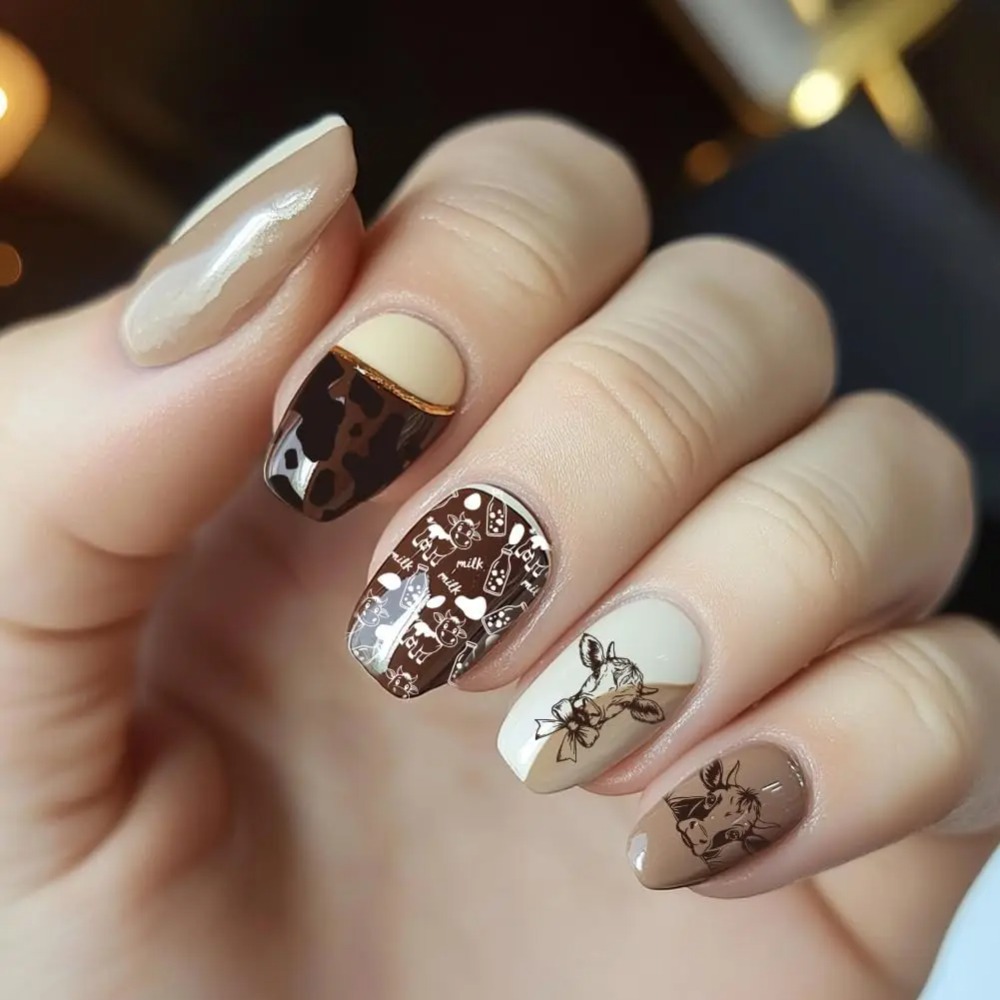 แผ่นปั๊มลายเล็บลายวัว 3 ชิ้น 5 - Nail Art Stamping Kit บทวิจารณ์และราคา