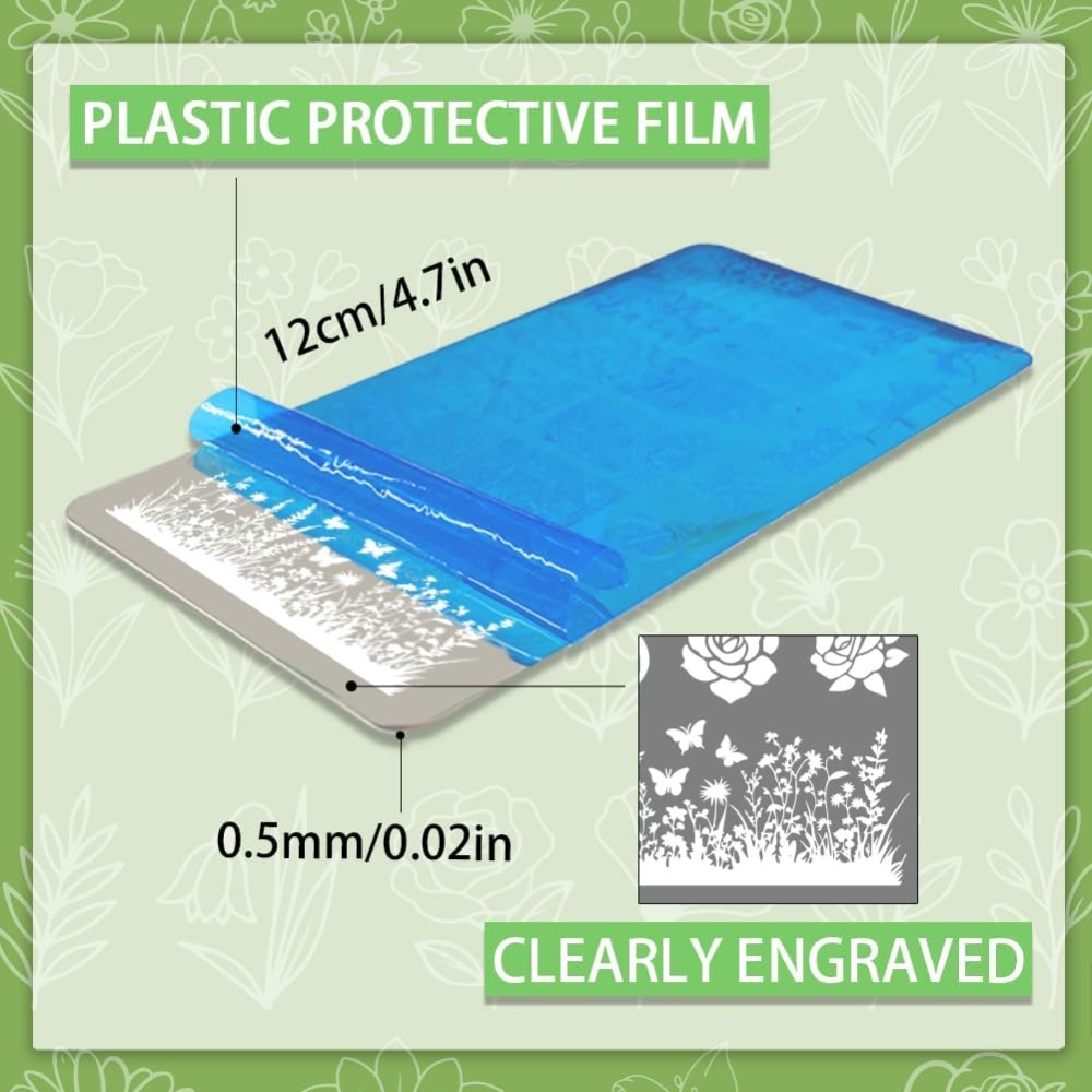 แผ่นปั๊มลายเล็บลายดอกไม้ 3 ชิ้ - Nail Art Stamping Kit บทวิจารณ์และราคา