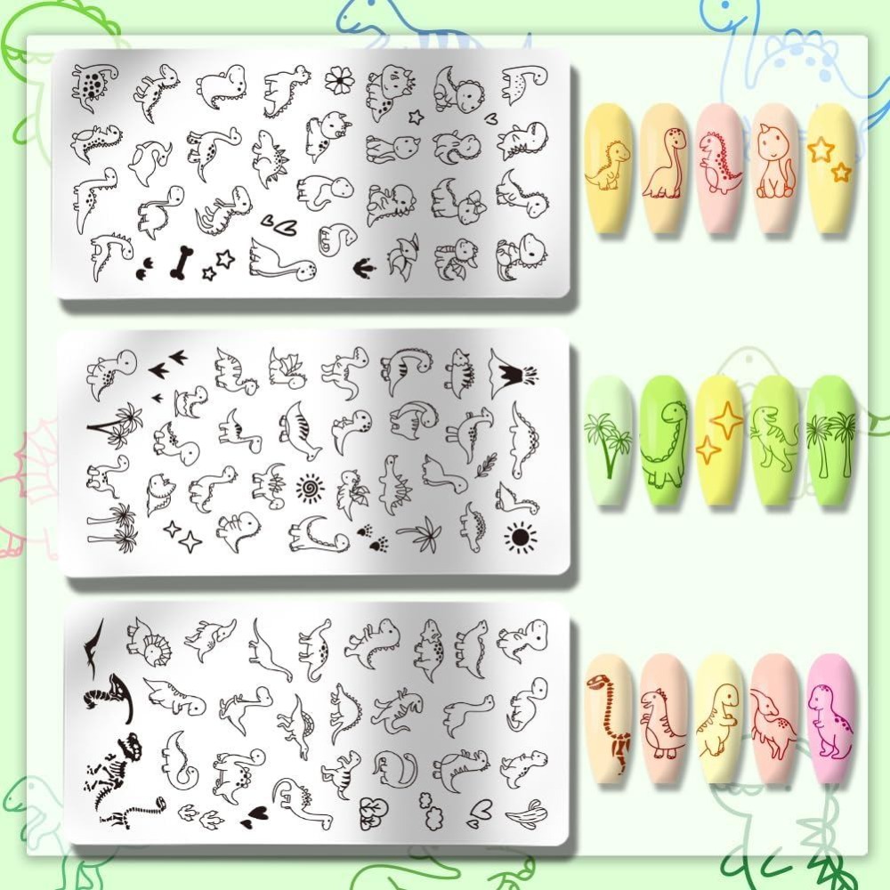 แผ่นปั๊มลายเล็บไดโนเสาร์ 3 ชิ้ - Nail Art Stamping Kit บทวิจารณ์และราคา