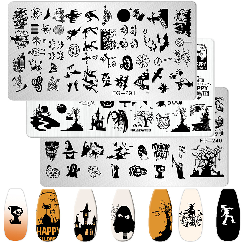 การ์ตูนฮาโลวีนแผ่นปั๊มเล็บอะนิ - Nail Art Stamping Kit บทวิจารณ์และราคา