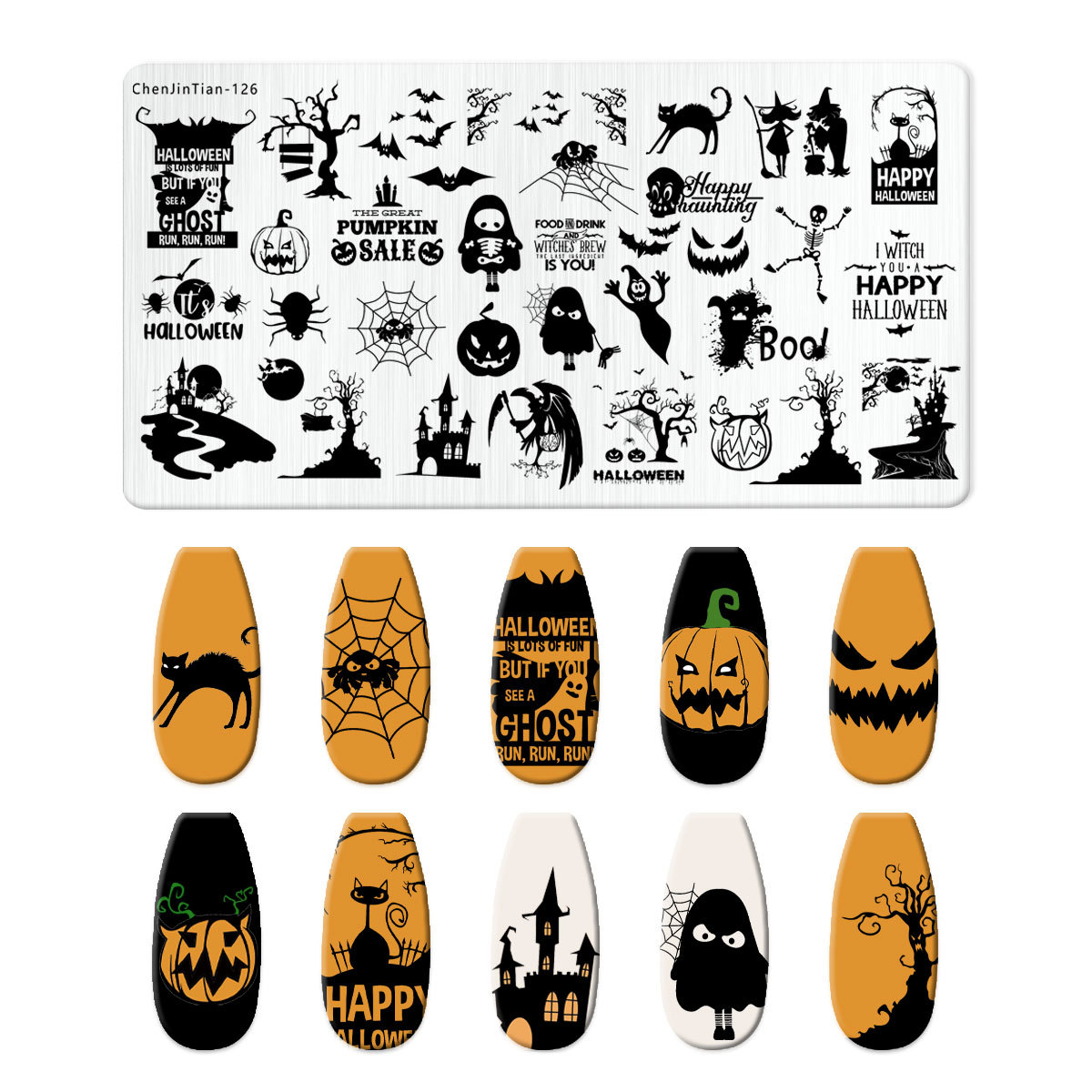 การ์ตูนฮาโลวีนแผ่นปั๊มเล็บอะนิ - Nail Art Stamping Kit บทวิจารณ์และราคา