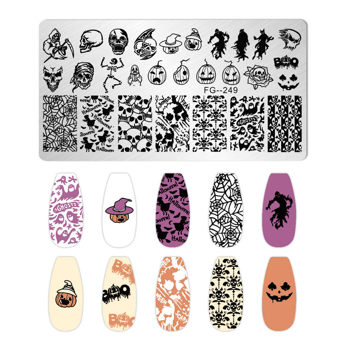 การ์ตูนฮาโลวีนแผ่นปั๊มเล็บอะนิ - Nail Art Stamping Kit บทวิจารณ์และราคา